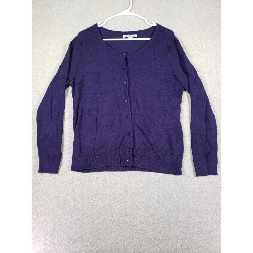 Kenneth Cole Sweater Womens Medium M Knit Button Up Purple Rayon Blend